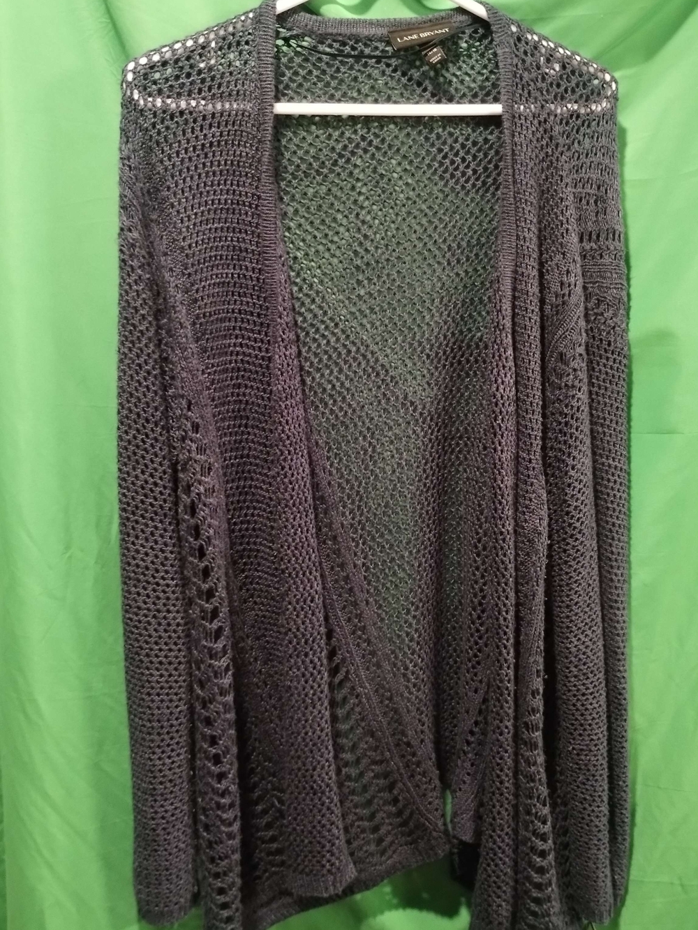Lane Bryant Open Knit Cardigan - Charcoal Gray